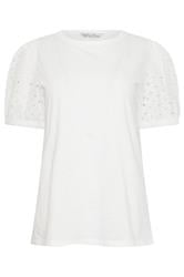 M&Co White Broderie Cotton Puff Sleeve Top