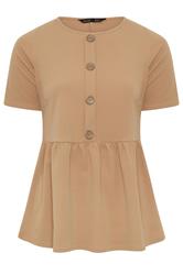 LIMITED COLLECTION Curve Natural Brown Peplum Top