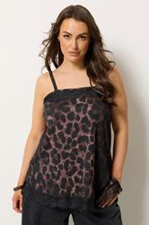 YOURS Plus Size Brown Leopard Print Lace Trim Vest Top | Yours Clothing 3