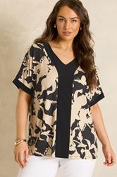EVANS Plus Size Natural Floral Jersey Top | Evans 3