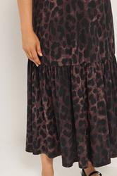YOURS Plus Size Brown Leopard Print Drop Waist Maxi Dress | Yours Clothing 4