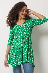 M&Co Green Spot Print Hanky Hem Top | M&Co 3