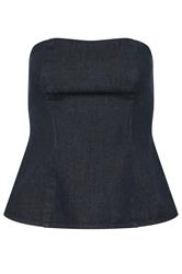 PixieGirl Petite Women's Dark Blue Denim Bandeau Top | PixieGirl 1