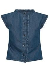 PixieGirl Petite Women's Blue Frill Button Denim Vest | PixieGirl 6