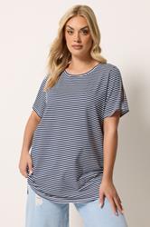 YOURS Plus Size Navy Blue Stripe Swing Top | Yours Clothing 3