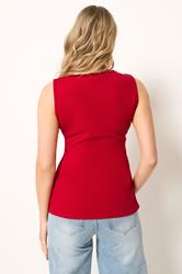 LTS Tall Women's Bright Red Textured Button Waistcoat | Long Tall Sally 2