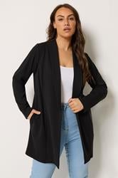 YOURS Plus Size Black Shawl Collar Scuba Blazer | Yours Clothing 3