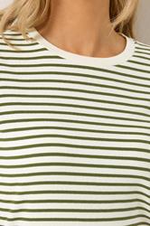 LTS Tall Women's Olive Green Stripe Ribbed T-Shirt | Long Tall Sally 5