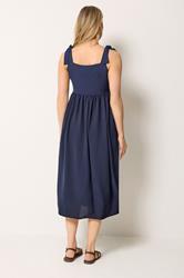 LTS Tall Women's Navy Blue Tie Detail Midi Sundress | Long Tall Sally 2