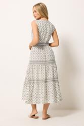 M&Co White Aztec Tiered Linen Maxi Dress | M&Co 2