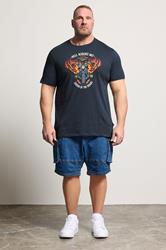 D555 Big & Tall Navy Blue Motorbike Graphic T-Shirt | BadRhino 1