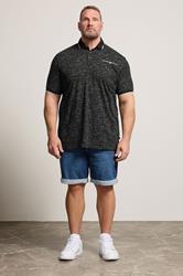 D555 Big & Tall Black Jacquard Polo Shirt | BadRhino 1