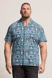 D555 Big & Tall Teal Blue Cuban Short Sleeve Shirt | BadRhino 3