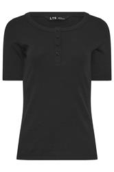 LTS Tall Black Ribbed Cotton T-Shirt