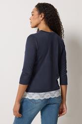 M&Co Navy Blue Lace Hem Top | M&Co 2