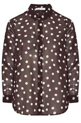 YOURS LONDON Curve Chocolate Brown Polka Dot Shirt
