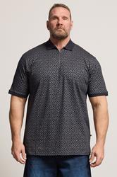 KAM Big & Tall Navy Blue Foil Print Polo Shirt | BadRhino 3