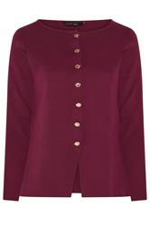 LIMITED COLLECTION Plus Size Cobalt Burgundy Red Compacted Knit Cardigan | Yours Clothing 7