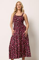 YOURS Plus Size Black Floral Shirred Dress | Yours Clothing 3