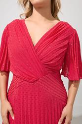 YOURS LONDON Plus Size Red Chocolate Brown Metallic Dobby Wrap Dress | Yours Clothing 4