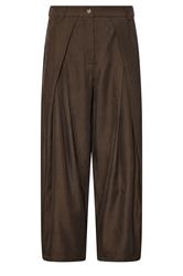 PixieGirl Petite Women's Chocolate Brown Pleated Wide Leg Trousers | Pixie Girl 1