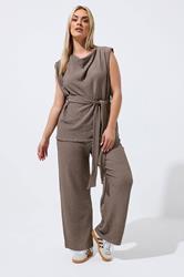 LIMITED COLLECTION Plus Size Brown Textured Trousers | Yours Clothing 3