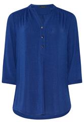 M&Co Blue Shimmer Half Placket Blouse | M&Co 5