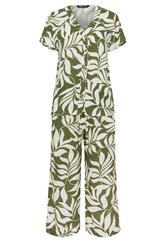 M&Co Khaki Green Leaf Print Blouse and Trousers Set | M&Co 5