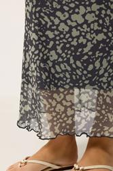M&Co Khaki Green Abstract Print Mesh Maxi Skirt | M&Co 4