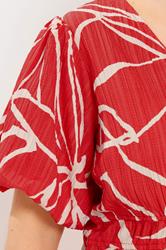 YOURS Plus Size Red Floral Print Puff Sleeve Top | Yours Clothing 4