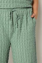 YOURS Plus Size Sage Green Bubble Textured Cropped Trousers | Yours Clothing 4
