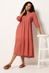 M&Co Orange Tiered Half Placket Maxi Dress | M&Co 3