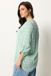 M&Co Green Stripe Notch Neck Blouse | M&Co 2