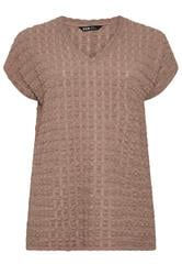 YOURS Curve Brown Bubble Textured T-Shirt