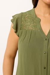 YOURS Plus Size Green Crochet Blouse | Yours Clothing 4