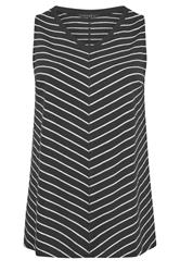 EVANS Plus Size 2 Pack Blue & Black Cotton Vest Tops 8
