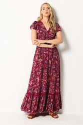 LTS Tall Women's Red Floral Print Button Maxi Dress | Long Tall Sally 1