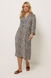 YOURS Plus Size Natural Brown Leopard Print Midi Dress | Yours Clothing 1