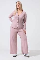 LIMITED COLLECTION Plus Size Pink Ribbed Button Cardigan | Yours Clothing 1