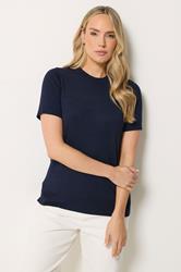 LTS Tall Women's Navy Blue Short Sleeve Knit Jumper | Long Tall Sally 3