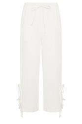 PixieGirl Petite Witte broek van katoenen mousseline met wijde pijpen en strikdetail