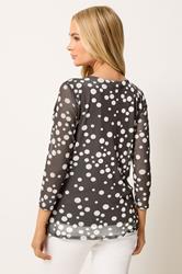 M&Co Brown Polka Dot Print Crew Neck Mesh Top | M&Co 2