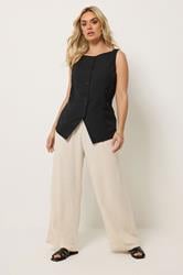 YOURS Curve Black Longline Button Waistcoat | Yours Clothing 1