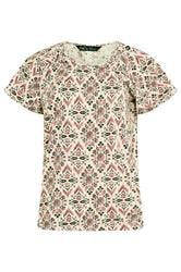 M&Co White & Pink Floral Cotton Scoop Neck Top