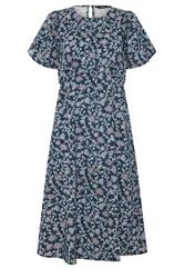 M&Co Petite Blue Floral Print Tulip Sleeve Dress | M&Co 5