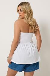YOURS Plus Size White Peplum Bandeau Top | Yours Clothing 2
