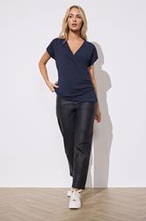 M&Co 2 PACK White & Navy Short Sleeve Wrap Tops | M&Co 5