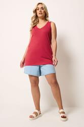YOURS Plus Size Red V-Neck Core Vest Top | Yours Clothing 1