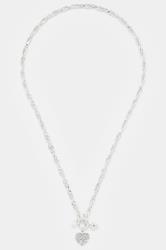 Silver Tone Chain Heart Pendant Necklace | Yours Clothing 3