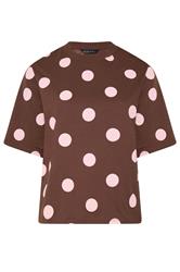 LIMITED COLLECTION chocoladebruin T-shirt met stippen